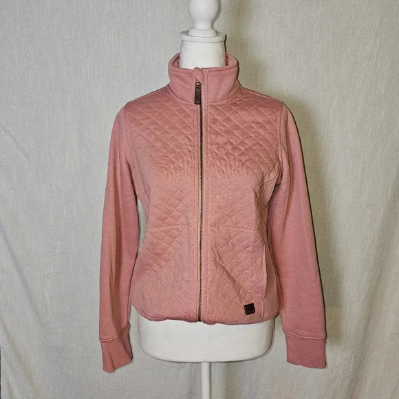 LL Bean Womens Quilted Full Zip Mauve Sweatshirt SZ XS - Picture 1 of 13